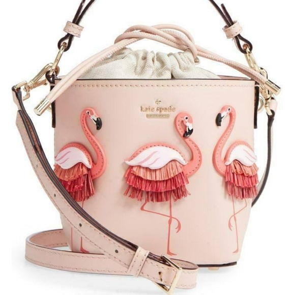 Kate Spade By The Pool Flamingo Pippa Bucket Bag - Picture 5 of 12
